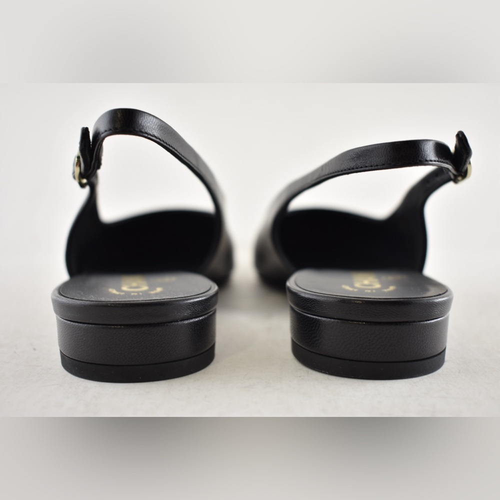 Chanel 24A Black Leather CC Logo Coco Sling Slingback Pointed Ballet Flat 38.5 - Picture 16 of 16